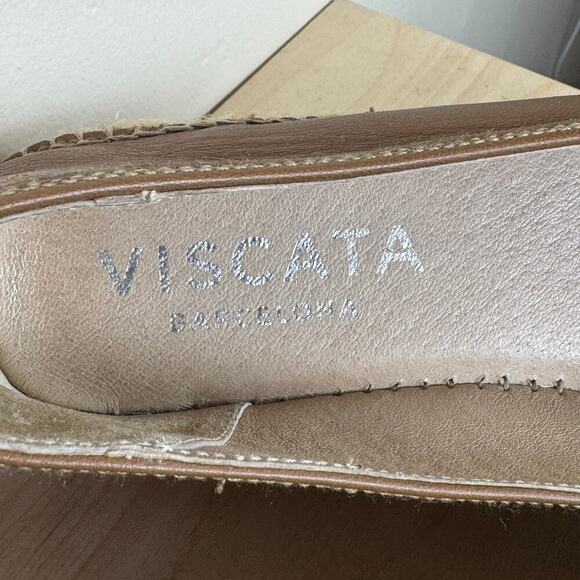 Viscata Barcelona Espadrille Flats Tan Leather Spain natural Jute Platform 40 - Picture 9 of 9